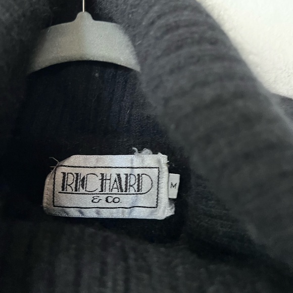 Vintage Angora Wool Brown and Black Abstract Turtleneck Sweater Richard & Co - Picture 3 of 4